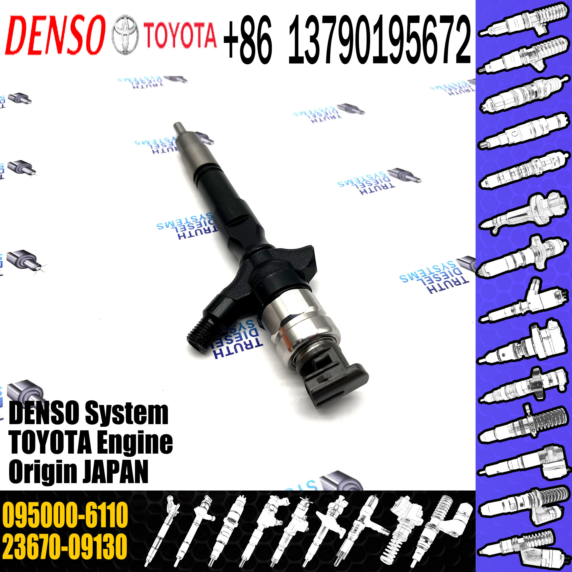 Injecteur de carburant commun tout neuf de rail 095000-6110 23670-09130 ...